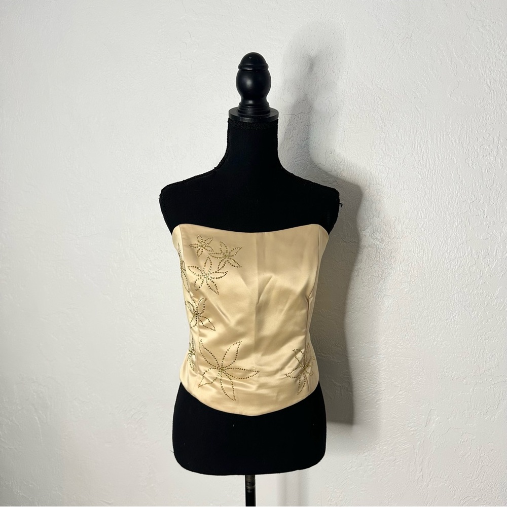 Y2K Dollar floral rhinestone corset top